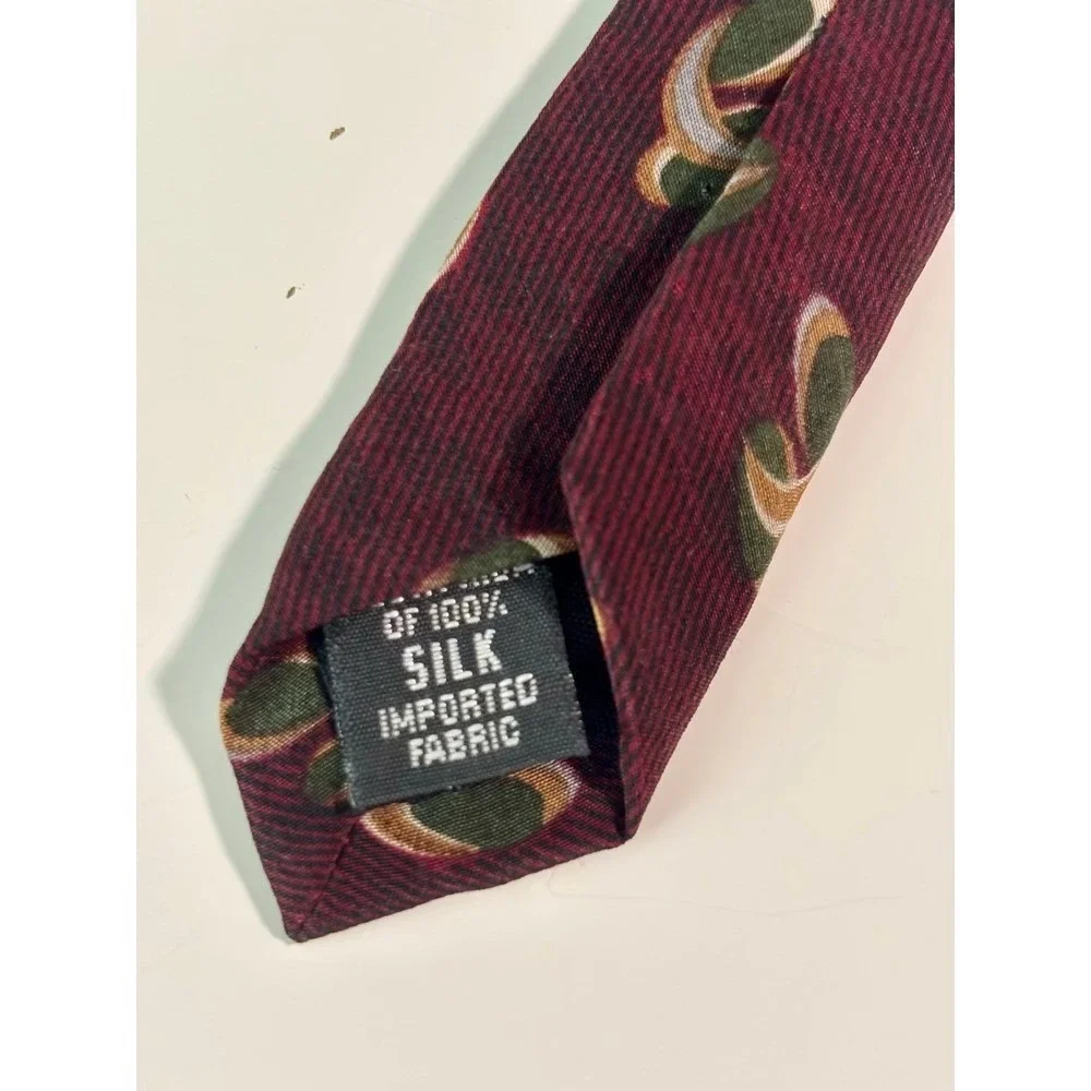 Etienne‎ Aigner Mens Burgundy Silk Tie Geometric
